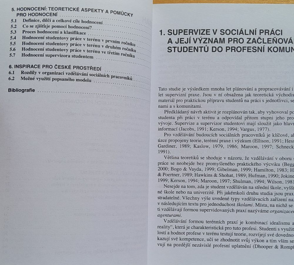 Vzdělávání studentú sociální práce v terénu / Model pro supervizi / Učební texty Univerzity Karlovy