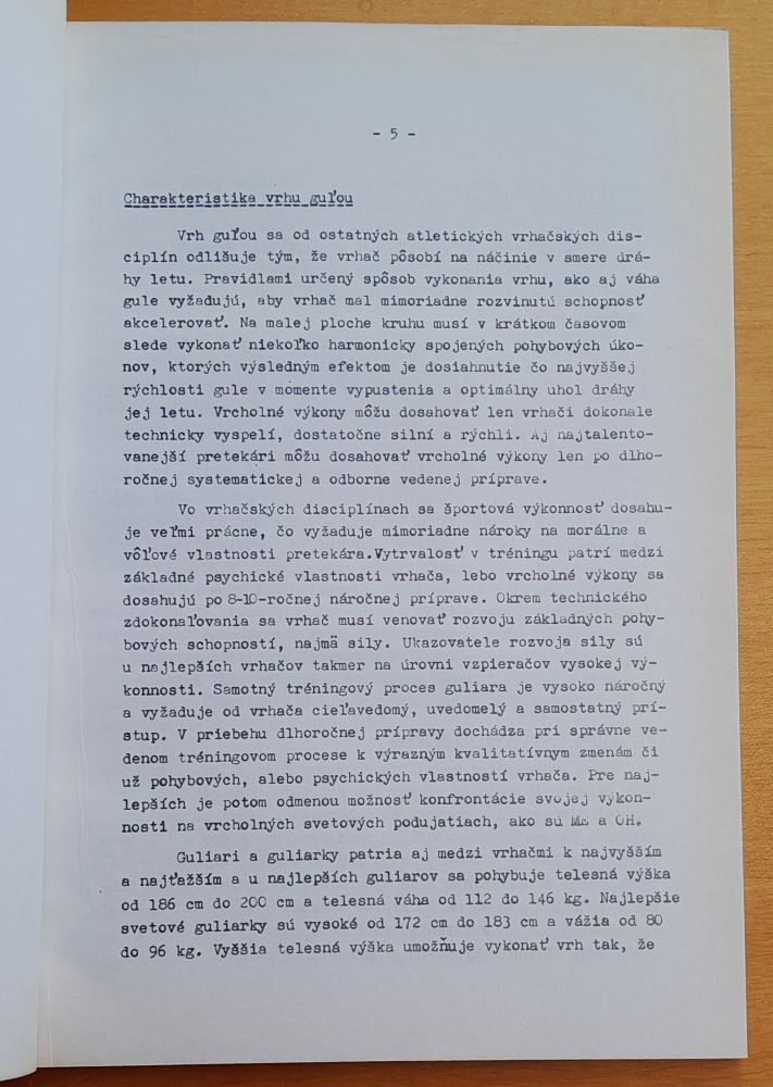 Metodický dopis / Jednotný tréninkový systém atletiky 4. / Vrh guľou / Hod kladivom