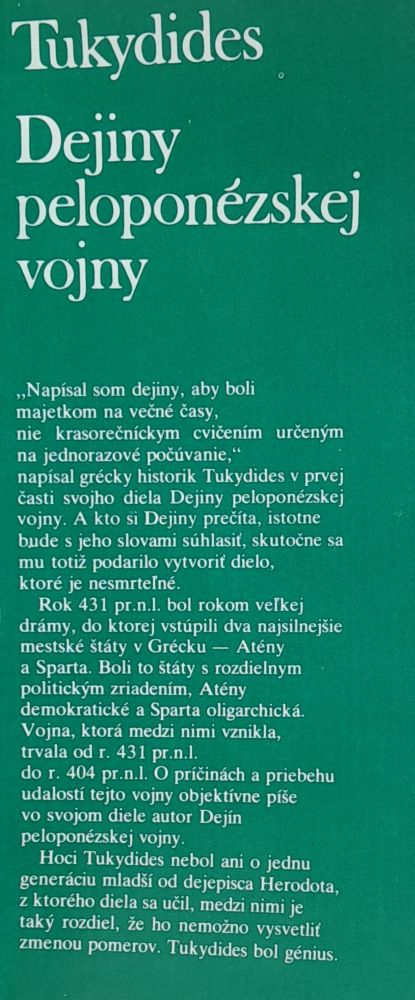 Dejiny peloponézskej vojny / Zlatý fond svetovej literatúry III.