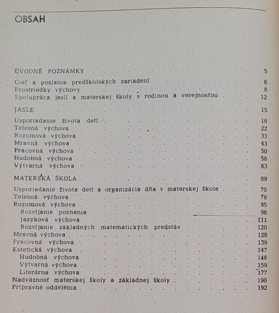 Program výchovnej práce v jasliach a v materských školách