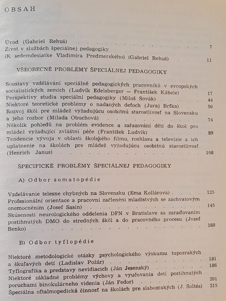K aktuálnym otázkam špeciálnej pedagogiky - Základné pedagogické a psychologické diela