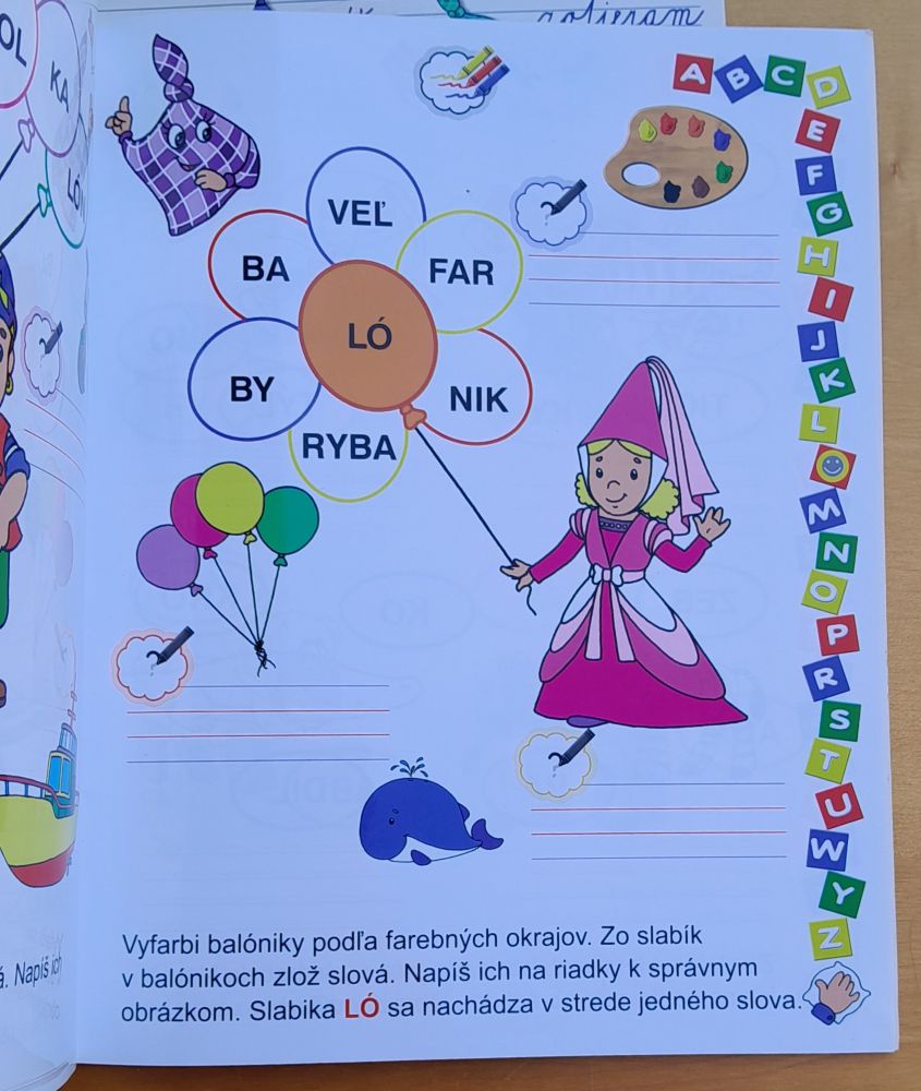 Prvé farby a tvary, Prvé slová, Prvé písanie - umývateľné listy