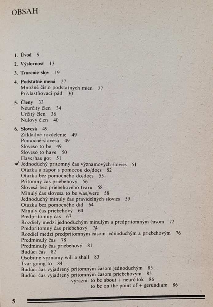 Stručný prehľad anglickej gramatiky, modelové vety