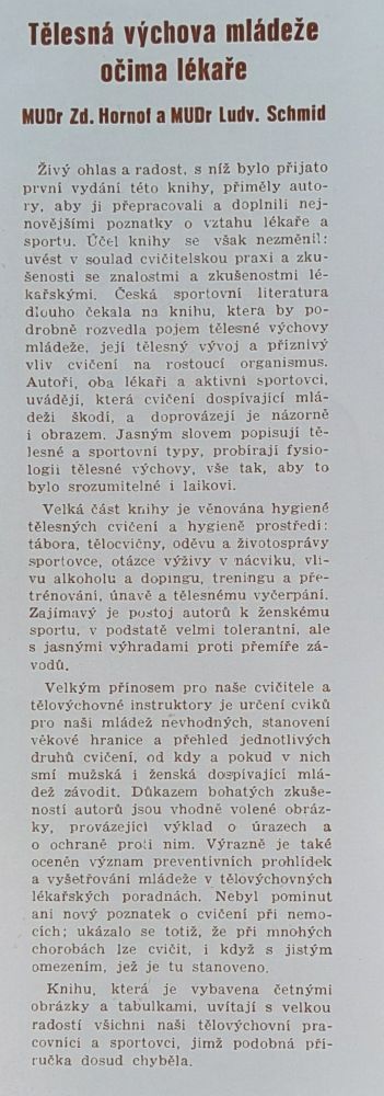 Tělesná výchova mládeže očima lékaře - Fysiologie, hygiena a chirurgie