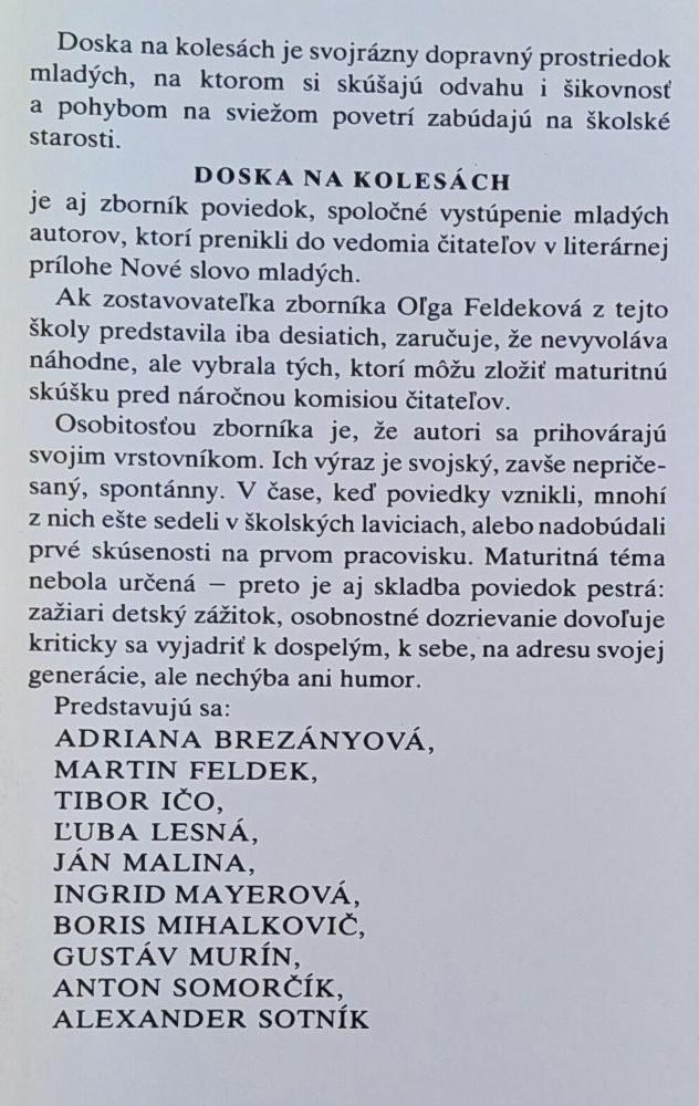 Doska na kolesách / Zborník poviedok mladých autorov