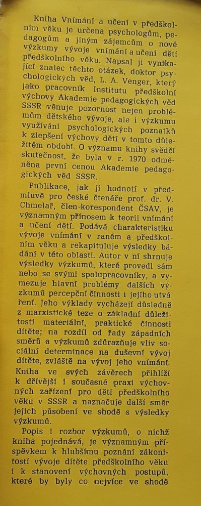 Vnímaní a učení v předškolním věku