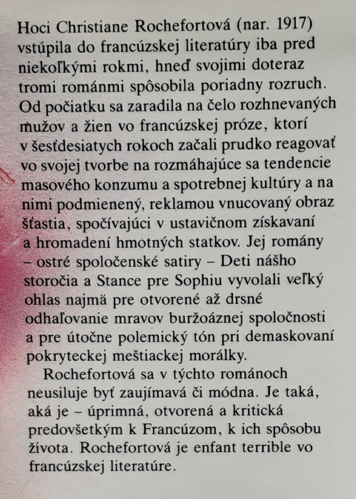 Deti nášho storočia / Stance pre Sophiu