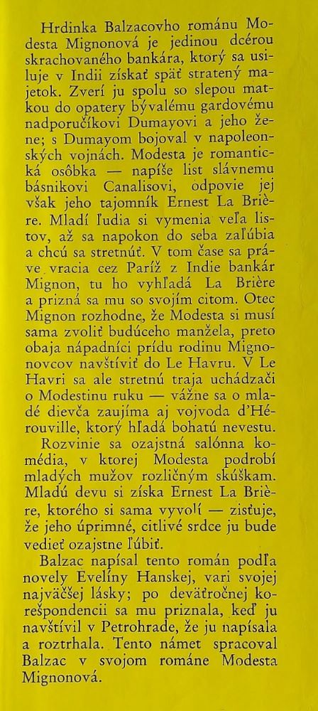 Modesta Mignonová / Balzac