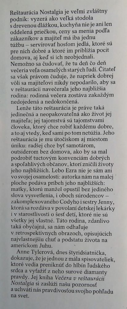 Večera v reštaurácii Nostalgia