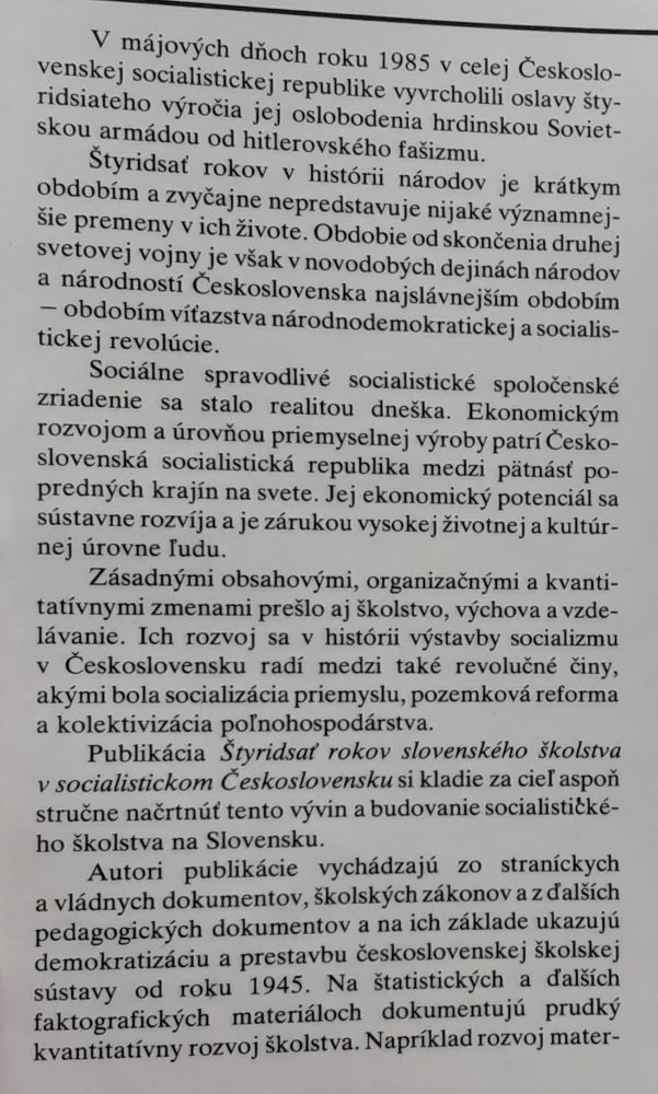 Štyridsať rokov slovenského školstva v socialistickom Československu