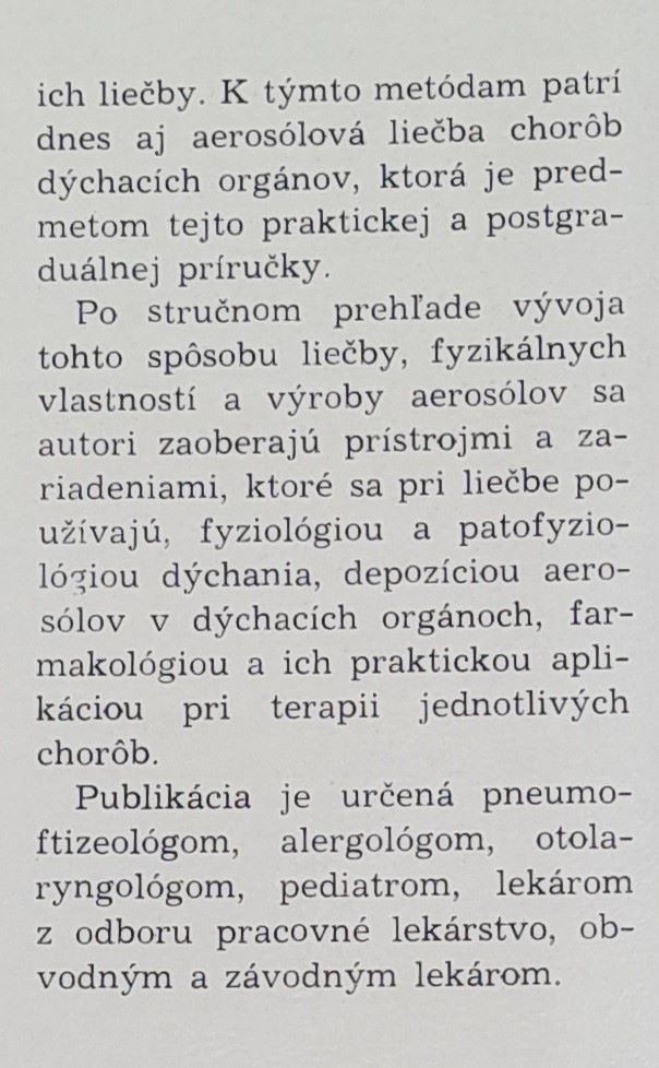 Aerosóly v liečbe chorôb dýchacích orgánov / Pre postgraduálne štúdium lekárov