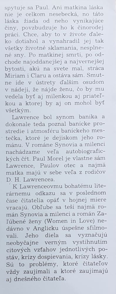 Synovia a milenci