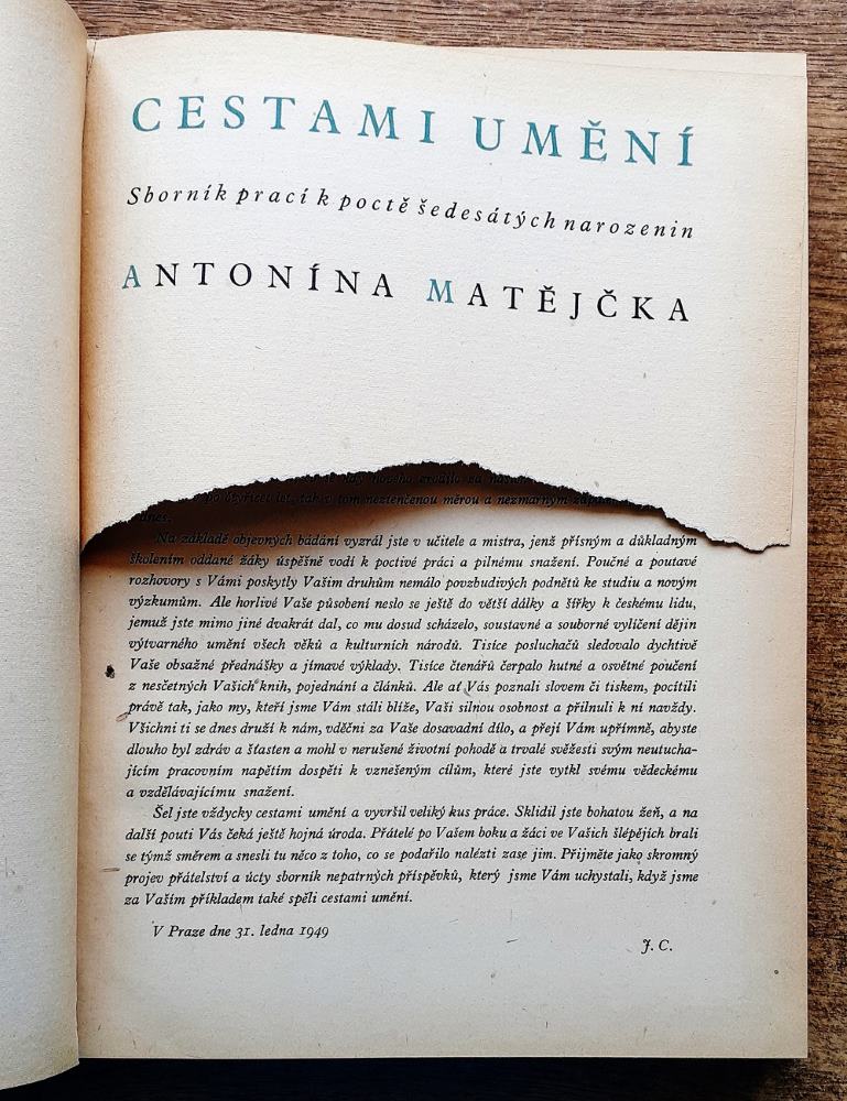 Cestami umění / Sborník prací k poctě šedesátých narozenin Antonína Matějčka