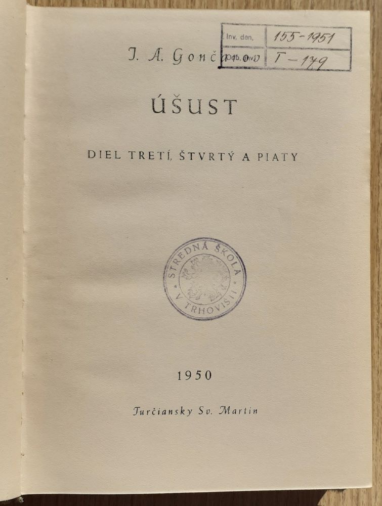Úšust v dvoch knihách / Gončarov