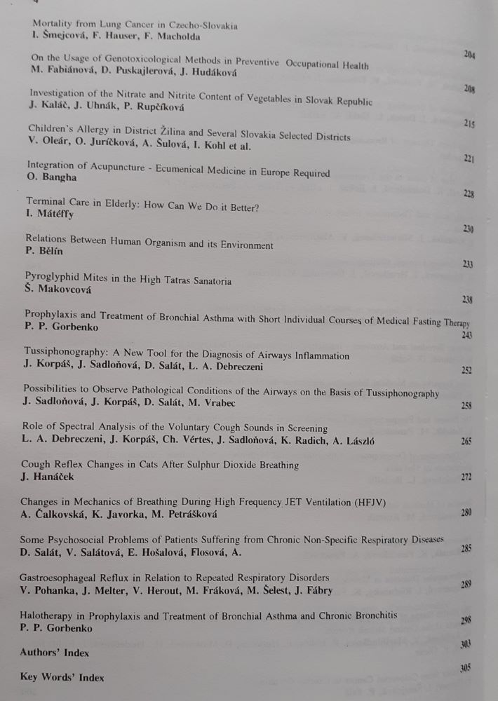 Proceedings / Health and quality of life in changing Europe in the year 2000