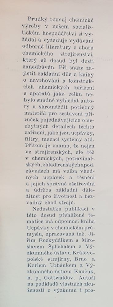 Ucpávky v chemickém prúmyslu