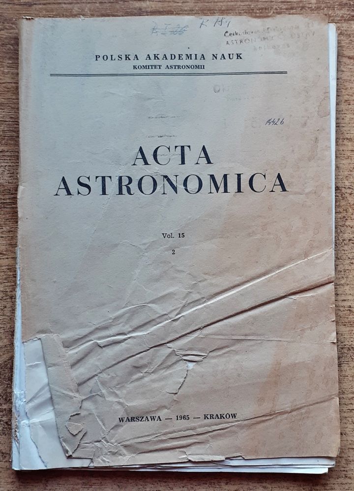 Acta Astronomica / Vol. 15 / 1-3