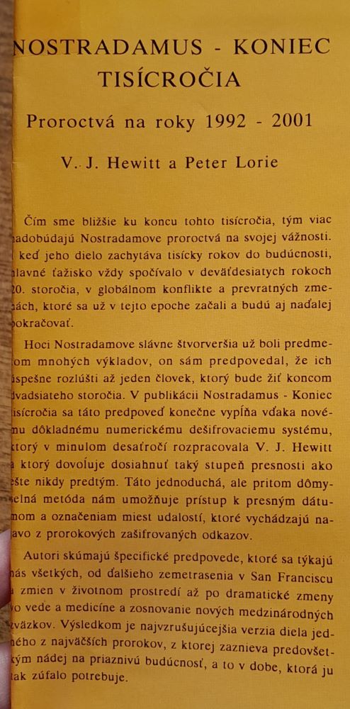 Nostradamus / Koniec tisícročia / Proroctvá na roky 1992 až 2001