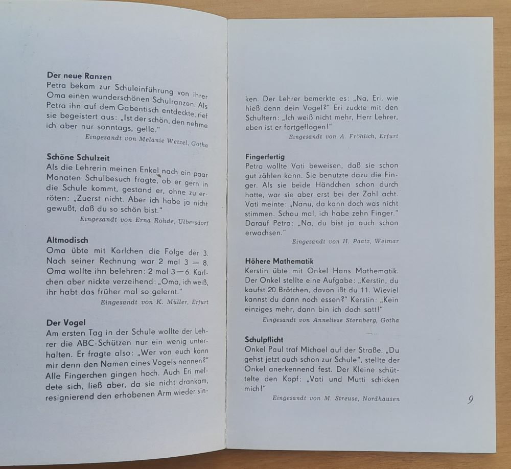 Kindermund 1 + 2 / Lesereinsendungen an die Zeitung das Volk
