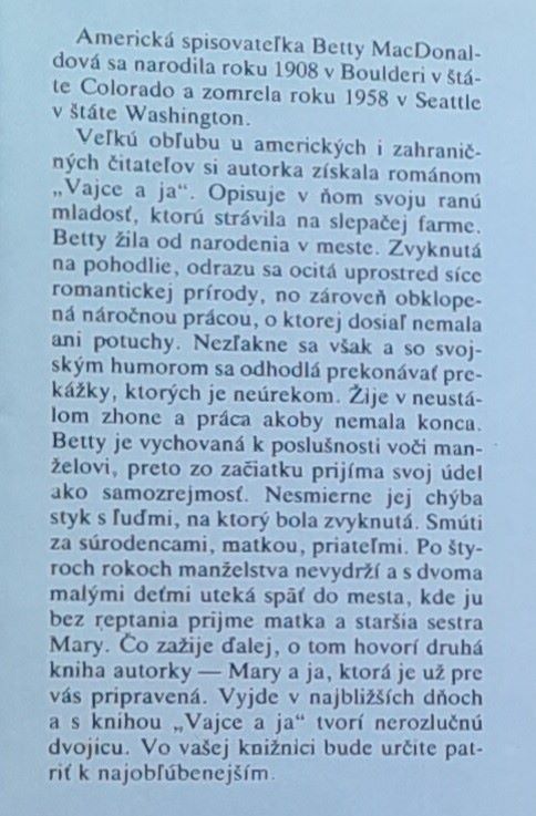 Vajce a ja / Mary a ja - voľné pokračovanie / edícia Čajka