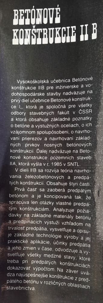 Betónové konštrukcie II B. / Pre inžinierske a vodohospodárske stavby