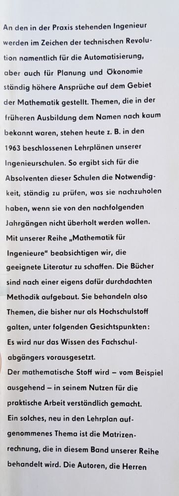 Matrizen und Determinanten und ihre Anwendung in Technik und Ekonomie / Mathematik fur Ingenieure