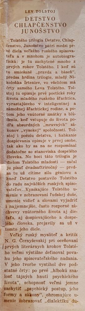 Detstvo, chlapčenstvo, mladosť / Tolstoj / Edícia svetových klasikov