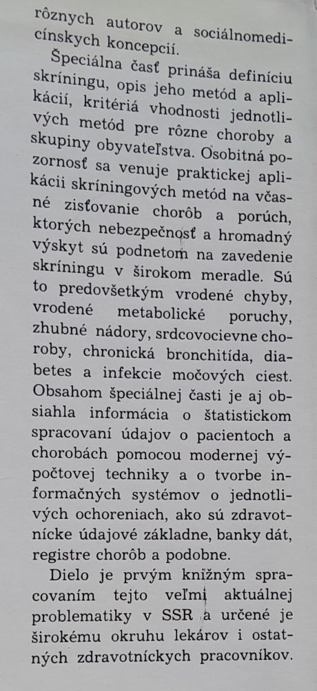 Skríning v zdravotnej starostlivosti / Edícia pre postgraduálne štúdium lekárov