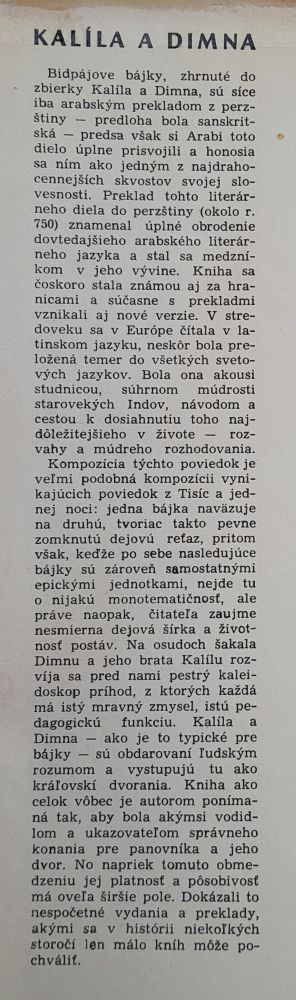 Kalíla a Dimna / Tvorba národov