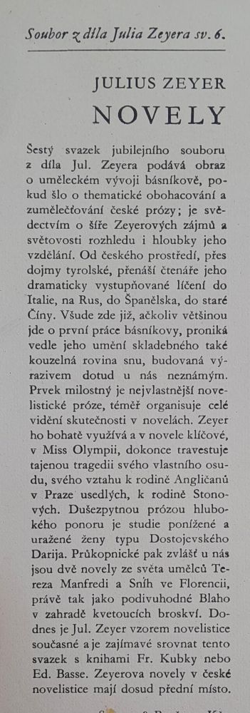 Novely / Soubor z díla Julia Zeyera / Svazek šesty