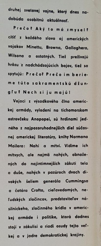 Nahí a mŕtvi - Tvorba národov