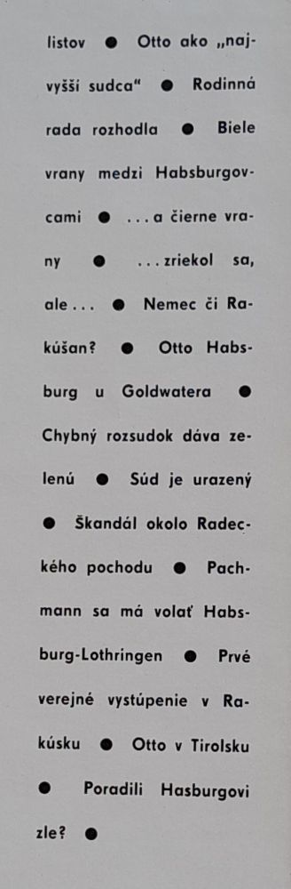 Otto Habsburg - strašidlo či hrozba?