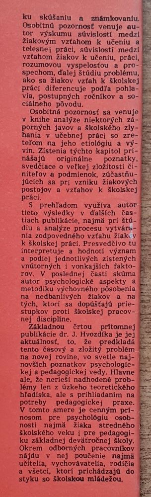 Vzťah žiaka k školskej práci / Zo zreteľom na stredný školský vek