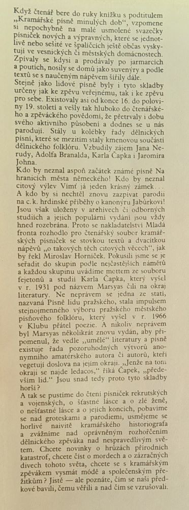 Poslyšte písničku hezkou... / Kramářské písně minulých dob