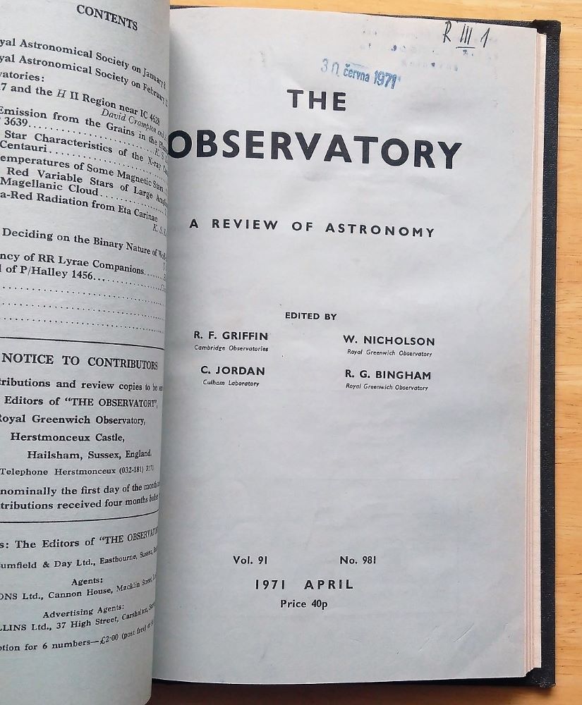 The Observatory a Review of Astronomy 1971