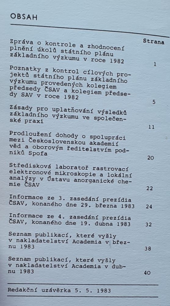 Zprávy ČSAV 1-7/1983 / 5 zošitov