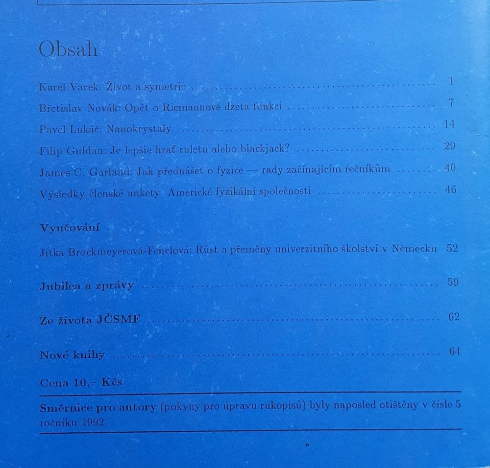 Pokroky matematiky, fyziky a astronomie - 1, 2, 3, 6 / 1993