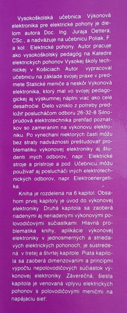 Výkonová elektronika pre elektrické pohony / Edícia Elektrotechnickej literatúry