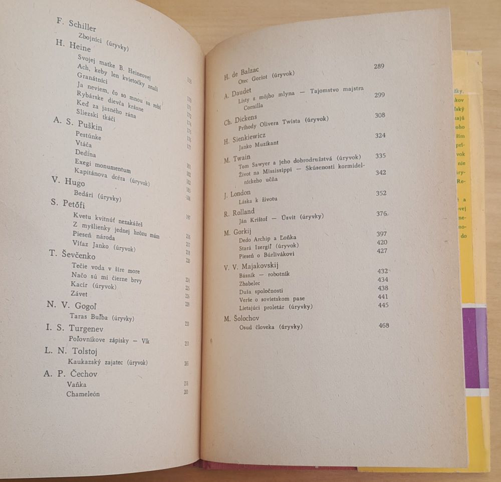 Čítanie zo svetovej literatúry / Školská knižnica