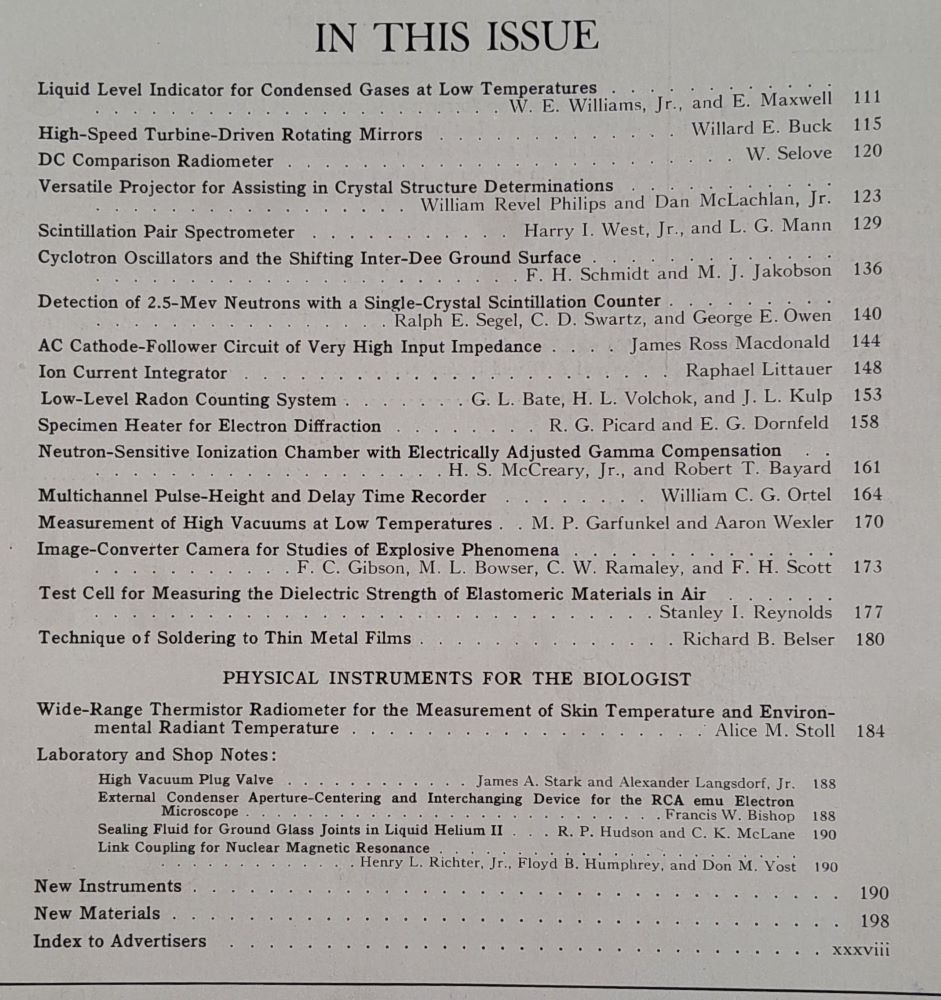 The review of scientific instruments 1954 / 1-5, 7