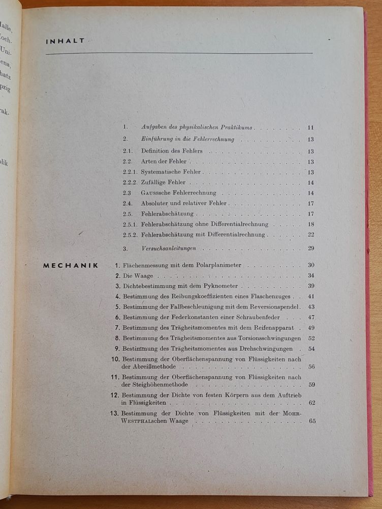 Physikalisches Praktikum / Praktický kurz fyziky