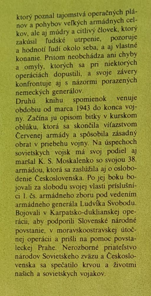Na juhozápadnom smere 1. 2. - Pamäti veliteľa armády