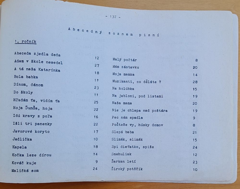 Učebný text, piesne 1.- 4. ročníka ZŠ s notovými predlohami a transpozíciami pre husle