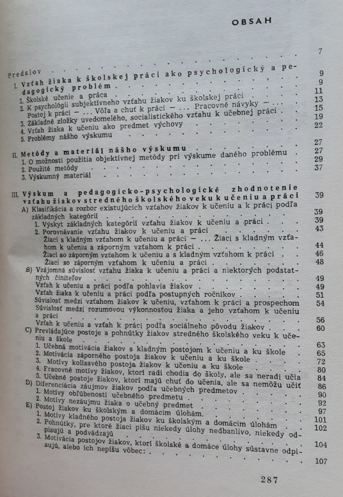Vzťah žiaka k školskej práci / Zo zreteľom na stredný školský vek