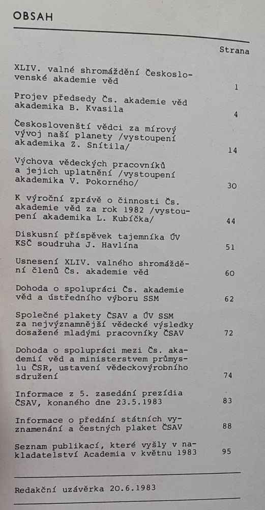 Zprávy ČSAV 1-7/1983 / 5 zošitov