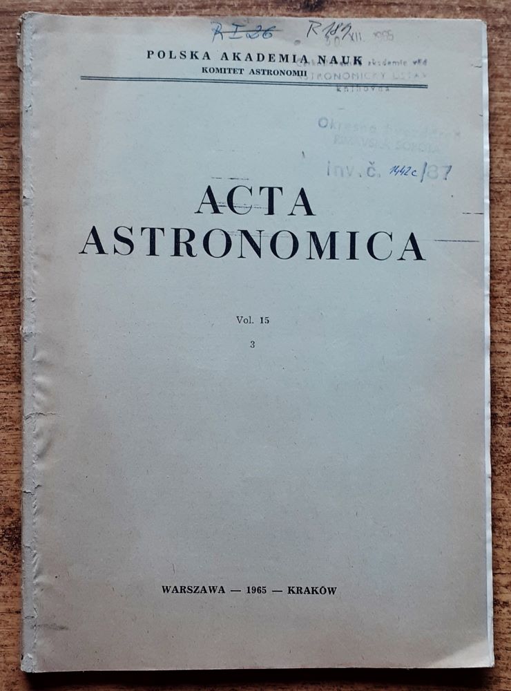 Acta Astronomica / Vol. 15 / 1-3