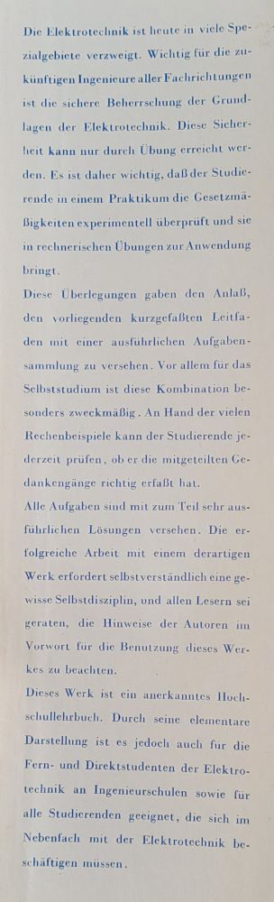 Einfuhrung in die Elektrotechnik 1.+ 2. / Leitfaden und Aufgaben