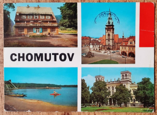 Chomutov - Hotel Třetí mlyn - Kostel s městskou věží - Kamencové jezero - 1986?