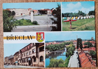 Břeclav - Náměstí s budovou ONV - Camping - Grand hotel - Nábřeží Dyje