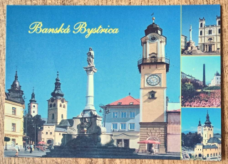 Banská Bystrica - Morový stĺp Panny Márie - Barbakan - Kostol Nanebovstúpenia Panny Márie -Kostol sv. Františka Xaverského - Námestie SNP